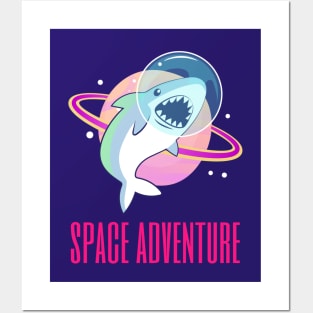 Space Adventure Shark Posters and Art